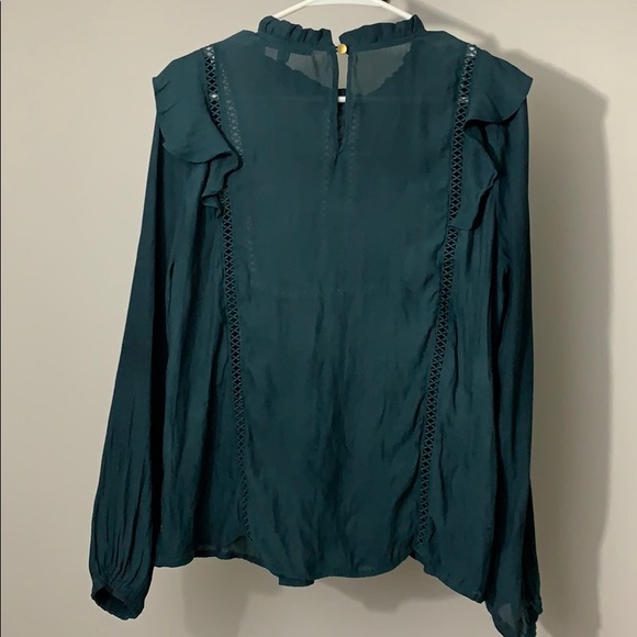 🤑HAUTE MONDE turquoise long sleeved blouse - Picture 4 of 8